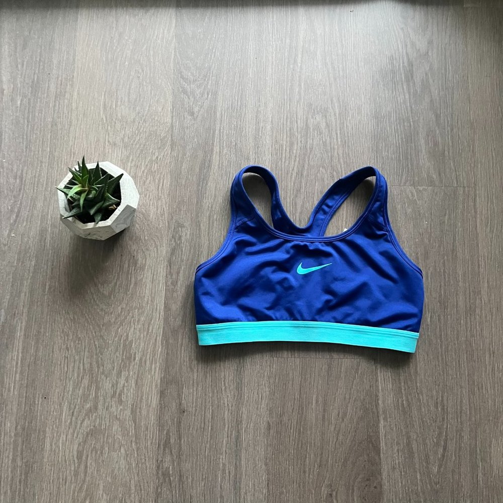 NIKE Cobalt & Teal Logo Sports Bra (Light Support)